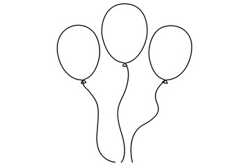 Continuous line drawing of a floating balloon artistic vector outline for modern and stylish graphics
