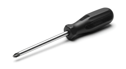 Isolated Phillips Head Screwdriver with Black Handle on White Background Studio Tool