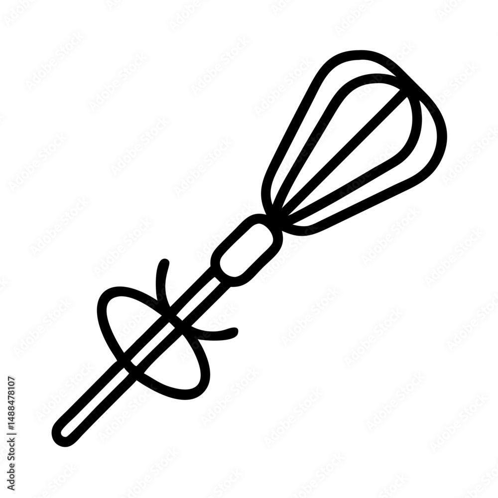 Aufkleber wire whisk icon representing mixing tool for cooking and baking
