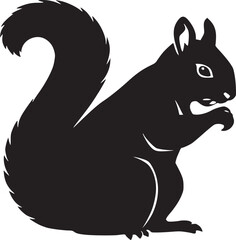 black and white silhouette tattoo of squirrel