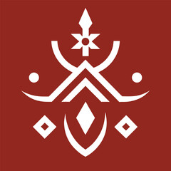 Vector illustration of nautical design elements with a shiny red compass star icon for web navigation