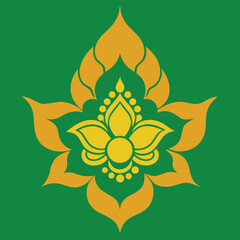 Vector floral design illustration of an abstract orange flower with leaf and nature pattern