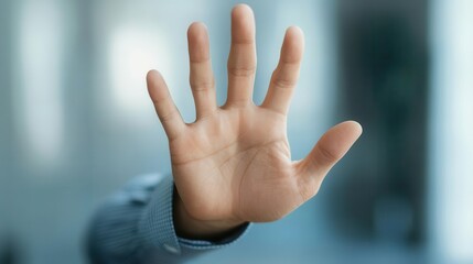 Closeup of expressive hand gesture during professional discussion in office
