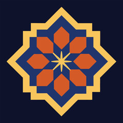 Abstract geometric vector design featuring a hexagonal snowflake pattern on a digital background