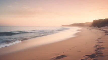 Serene Sunset Beach Footprints.