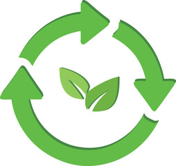Fototapeta premium green arrow recycle and leave