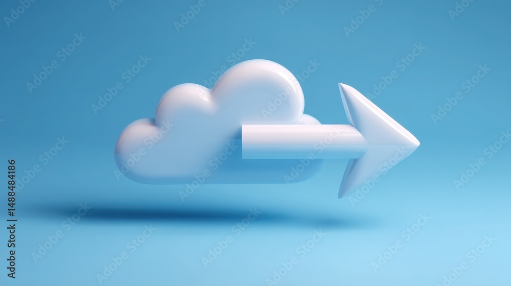 Poster conceptual image of a man featuring a cloud-hosted cross-border remittance elasticity index icon for