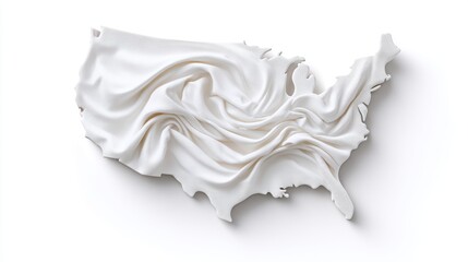 White Fabric United States Map Sculpture