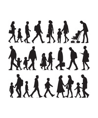 Obraz premium Happy family Illustrations Silhouette set. Silhouettes on isolated background.