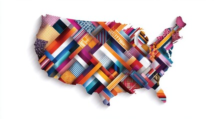 Colorful Textile Map of the United States