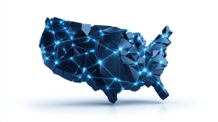 Abstract 3D Model of the United States Network Map