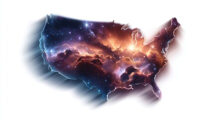 United States Map with Galaxy Nebula Design