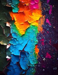 Fototapeta premium Cracked Paint Texture with Vibrant Colors