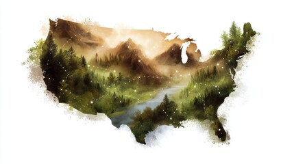United States Map Scenic Nature Landscape