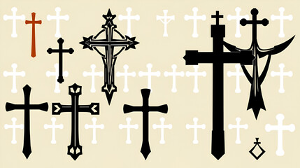 Fototapeta premium Vector crosses - religious symbols