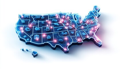 Glowing Network Map of the United States