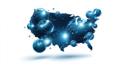 Abstract Blue Network Map of the United States