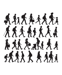 Happy family Illustrations Silhouette set. Silhouettes on isolated background.