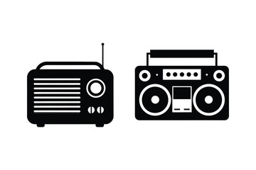 Radio Silhouette  Vector bundle  illustration, Set of Radio Silhouette 