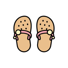 Two beach clogs with pink straps on a white background  