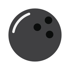 Bowling ball. Black shiny bowling ball isolated on white background. Sports, freetime, activity and recreation concept. Flat Vector illustratio EPS 10