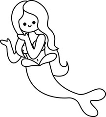 Cute Mermaid Outline Coloring