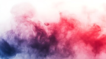 Obraz premium Abstract colorful smoke swirling on white background illustrating fluidity and artistic motion