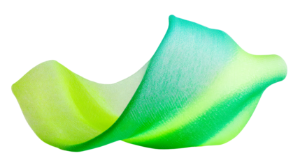 Swirling fabric with lime and teal gradation, cut out transparent