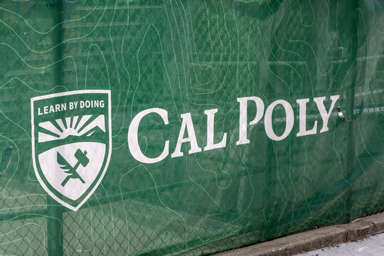 San Luis Obispo, CA -  May 3 2025: Sign on the campus of California State Polytechnic University