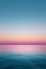 Fototapeta premium Serene Ocean Horizon at Sunset with Soft Color Gradients
