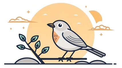 Fototapeta premium Spring birds vector icon can be used for spring iconset 