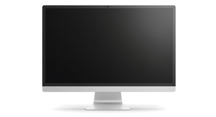 Modern Computer Monitor with Blank Black Screen Isolated Mockup - Tech Display Template