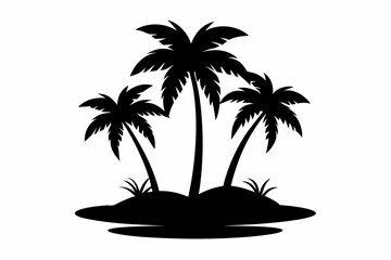 Obraz premium Three Palm Trees on a Tropical Island Silhouette