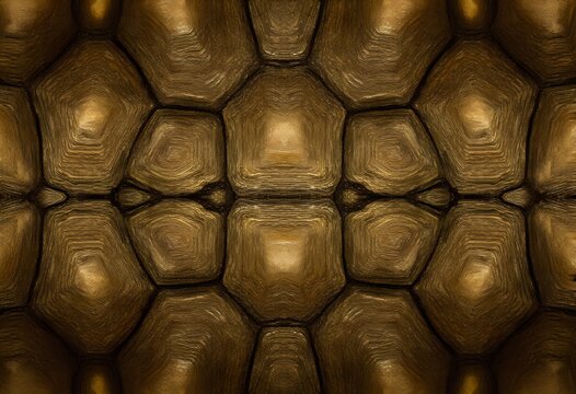 Turtle shell texture &ndash; Hexagonal earthy brown scutes, hard armored surface background