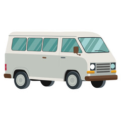  a clean, isolated image of a white van from a side view on white background