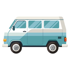  a clean, isolated image of a white van from a side view on white background