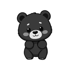 Cute Grayscale Bear Illustration