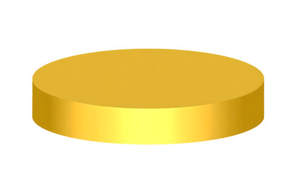 Round gold podium on transparent background.
