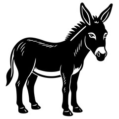 Black and White Silhouette of a Donkey Standing