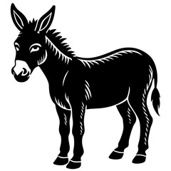 Black and White Silhouette of a Donkey Standing