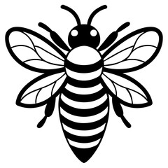 Black and White Cartoon Bee Illustration Honeycomb Stripes