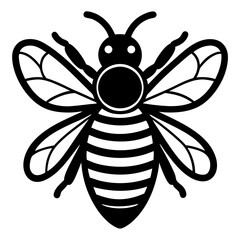 Simple Black and White Bee Illustration Honeycomb Design