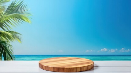 Obraz premium Tropical Summer Seascape with Wooden Display Platform