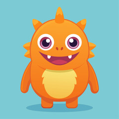 Cute Orange Cartoon Monster Character Design Illustration