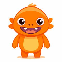 Adorable Orange Cartoon Monster Character Design Illustration