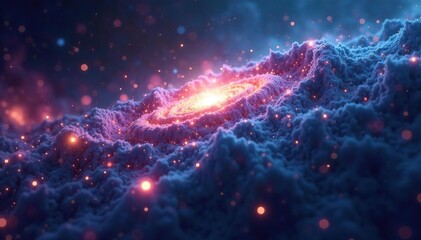 Obraz premium Abstract representation of universe, interconnected nodes , modern, background, abstract