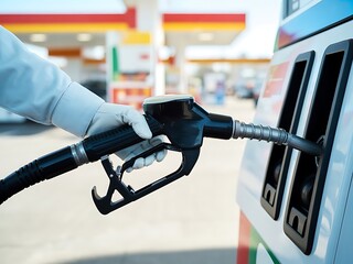 Person Filling Up a Car at a Gas Station
