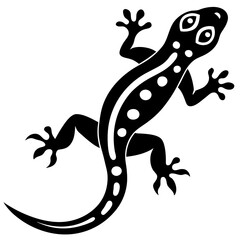 Stylized Black Gecko Lizard Reptile Tribal Design Illustration