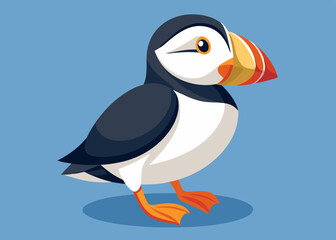 Adorable Cartoon Puffin Bird Illustration for Childrens Book