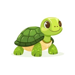 Obraz premium Cartoon turtle with green shell isolated on a white background